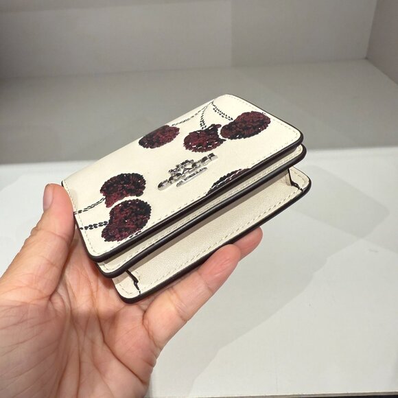 Coach Mini Wallet On A Chain With Cherry Print CDE98 - Picture 2 of 6